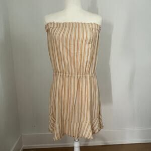 Anthropologie Cloth & Stone Strapless Dress Swim Covereup Linen Blend Large